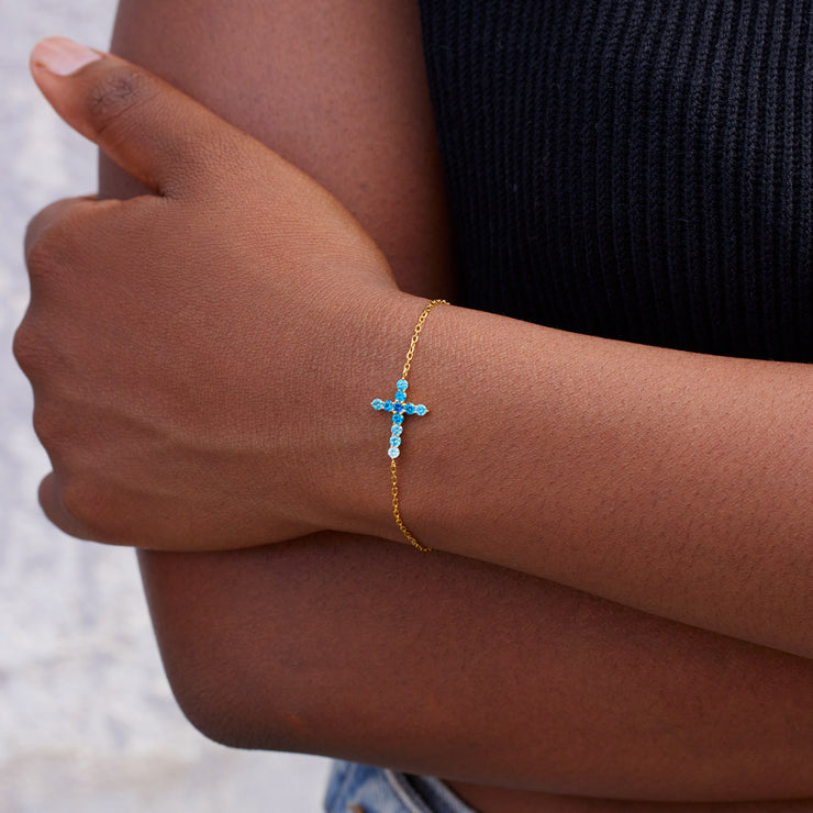 My Small Circle of Female Friends Gradient Pavé Cross Bracelet