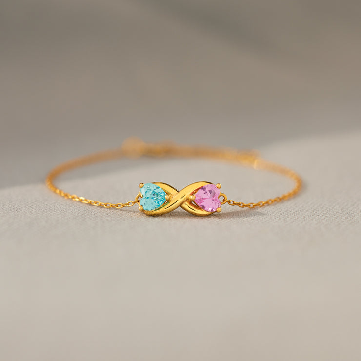 Heart Birthstone Infinity Bracelet