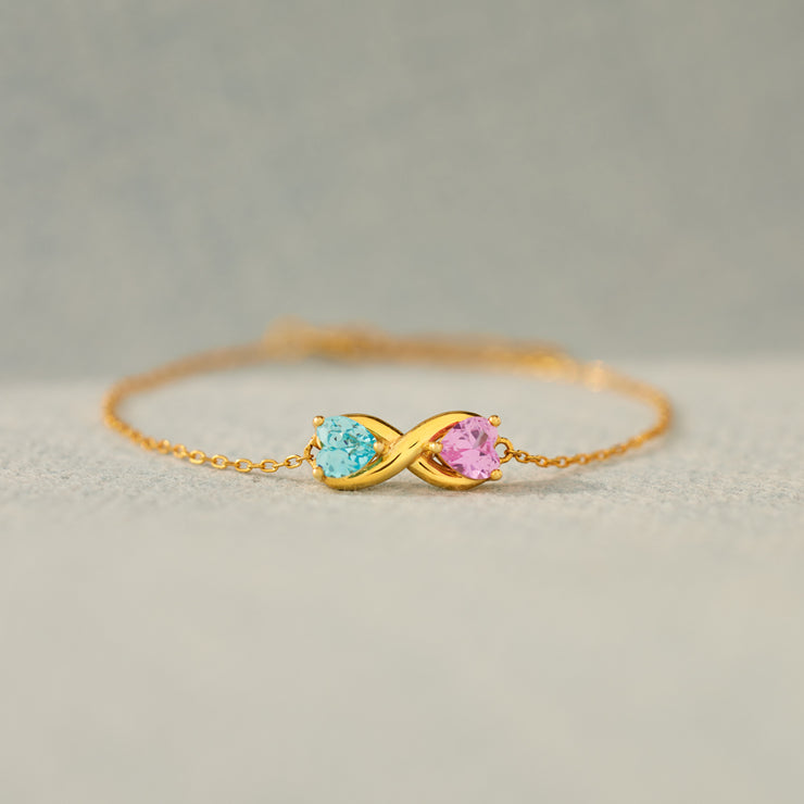 Heart Birthstone Infinity Bracelet