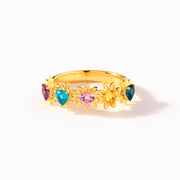 Heart In Flower 1–5 Birthstone Ring