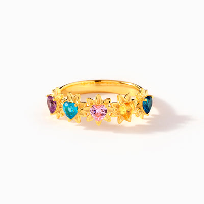 Heart In Flower 1–5 Birthstone Ring