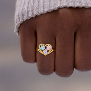 Mama's Pawfect Pals Paw In Heart 1-5 Birthstones Ring