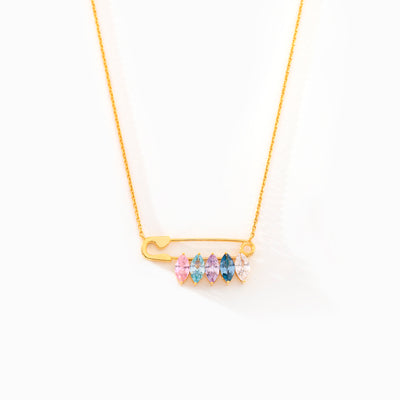 Nana's Love 1-8 Birthstone Safety Pin Marquise Necklace