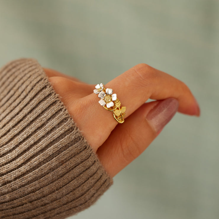 Two-Tone Flower Ring