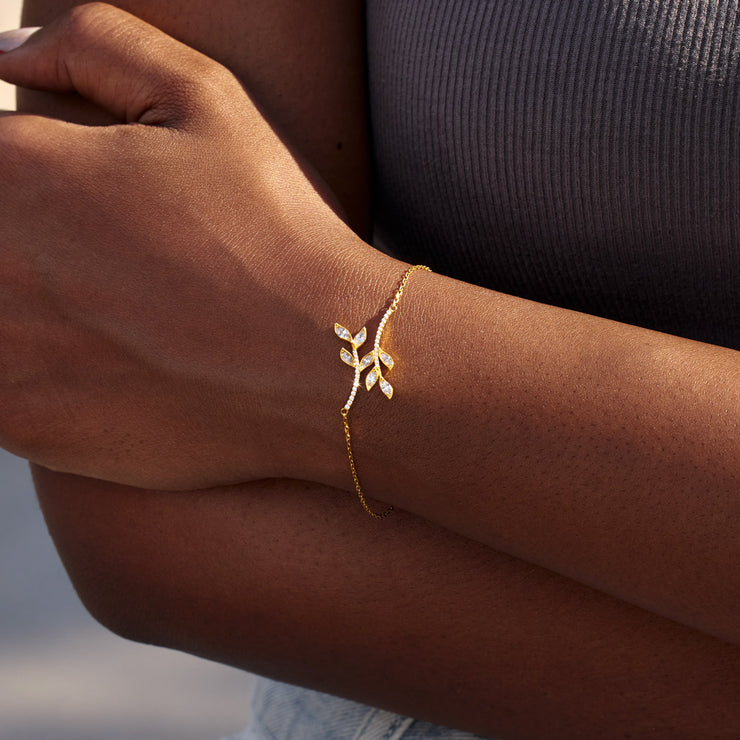 Dainty Parallel Leaves Bracelet