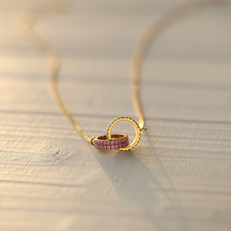 Linking Circle Birthstone Necklace