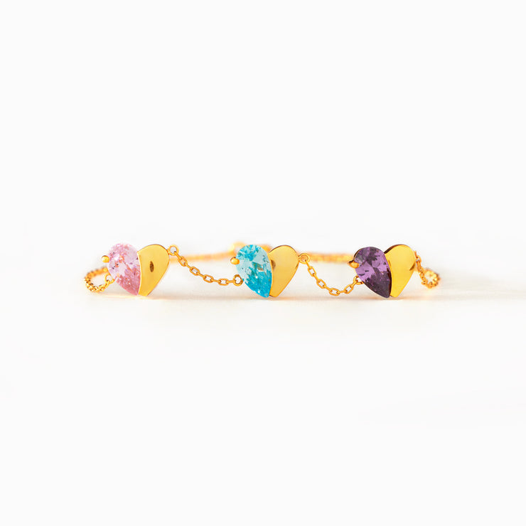 1-6 Teardrop Birthstone Heart Bracelet