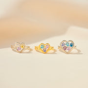 Mama's Pawfect Pals Paw In Heart 1-5 Birthstones Ring
