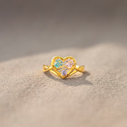 Mama's Pawfect Pals Paw In Heart 1-5 Birthstones Ring