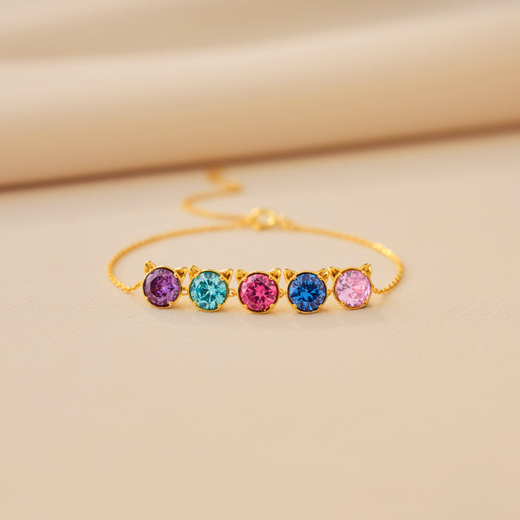 The Cat Mother 1-8 Birthstone Pet Head Bracelet