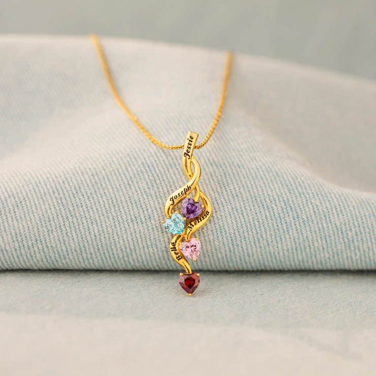 Mama's Heartstrings 1-6 Birthstone Weaved Heart Necklace