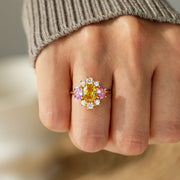 Grandma And 1-8 Grandkids Birthstones Blossom Ring