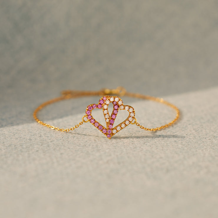 Two-Heart Birthstone Bracelet