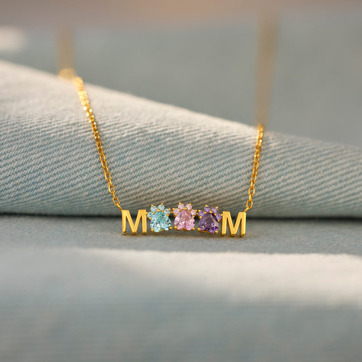 The Dog Mother 1-5 Paws Birthstones Necklace