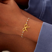 Small Circle Of Female Friends Matching Golden Bow Enamel Chain Bracelet