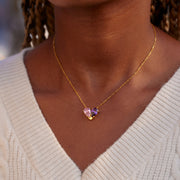 Two Teardrop Birthstone Heart Necklace