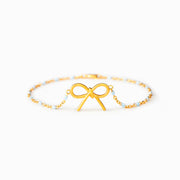 Small Circle Of Female Friends Matching Golden Bow Enamel Chain Bracelet