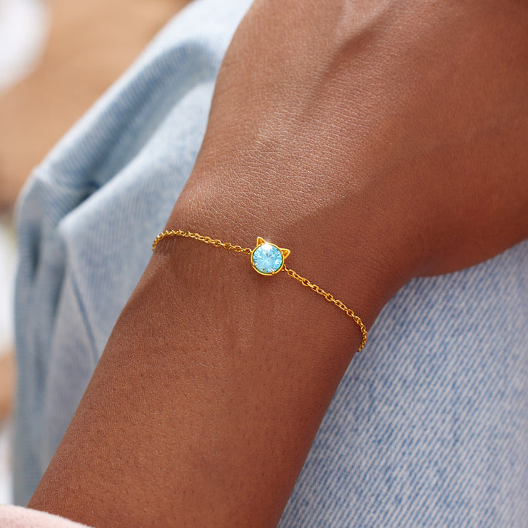 I'd Spend 9 Lives With You Birthstone Cat Bracelet