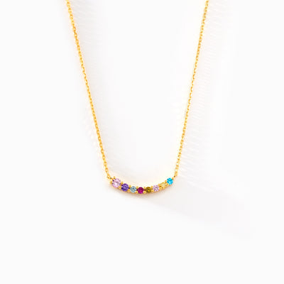 1-10 Birthstones Curved Necklace