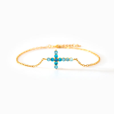 Gradient Pavé Cross Bracelet With A Prayer - Gift For Girls