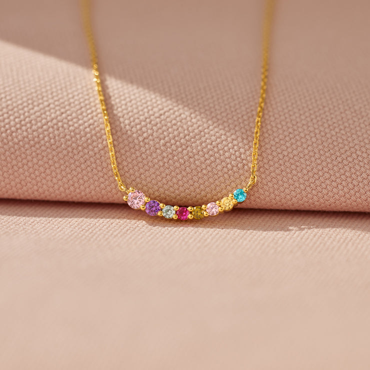 1-10 Birthstones Curved Necklace