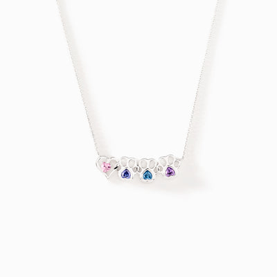 Heart & 1-6 Paw Birthstones Necklace