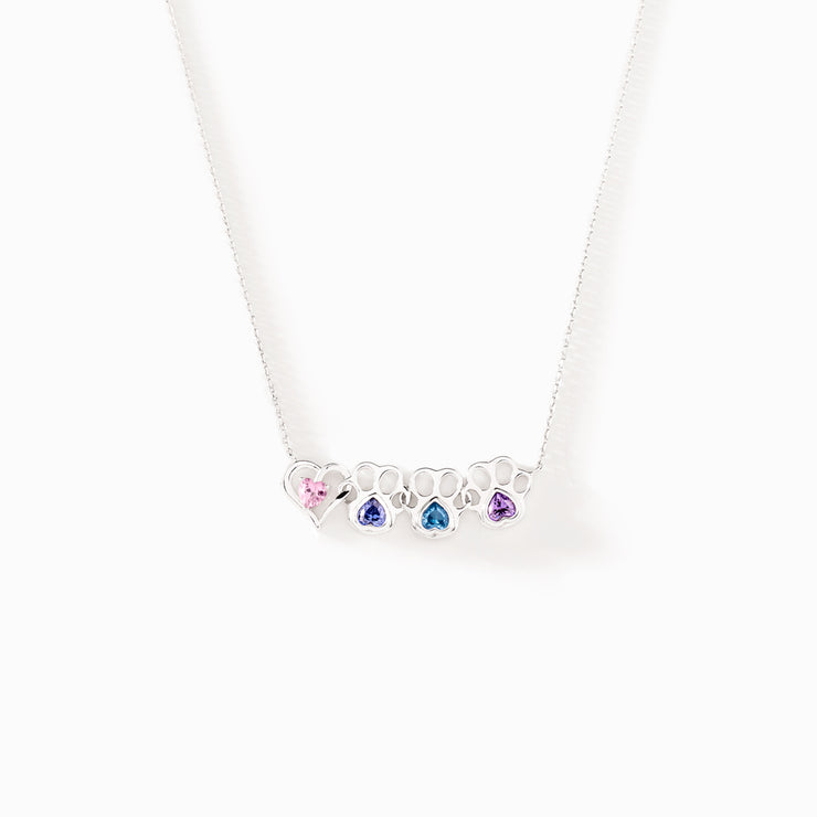 Heart & 1-6 Paw Birthstones Necklace