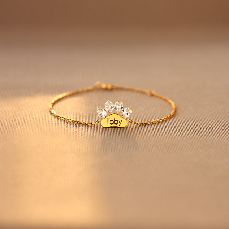 The Cat Mother Custom Crystal Paw Bracelet