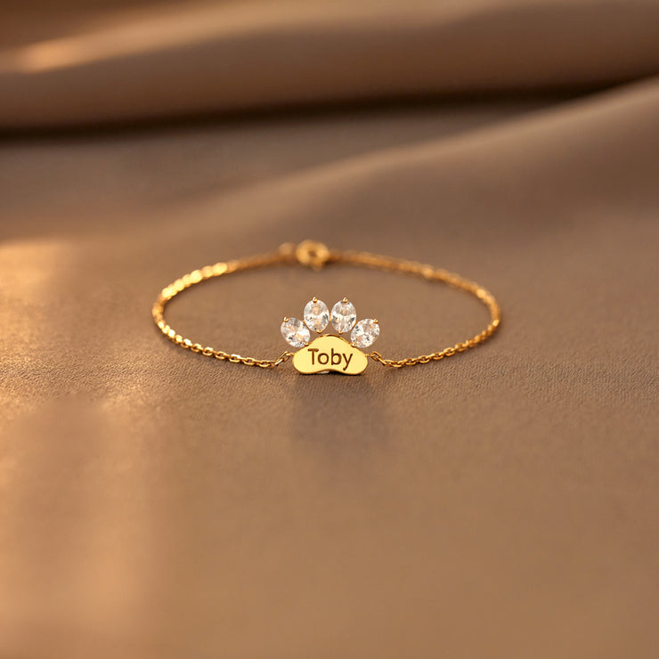 The Cat Mother Custom Crystal Paw Bracelet