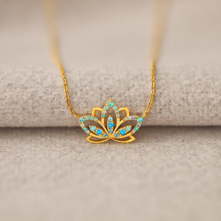 Dear Daughter Gradient Blue Lotus Necklace