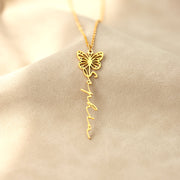 Birth Butterfly Name Necklace