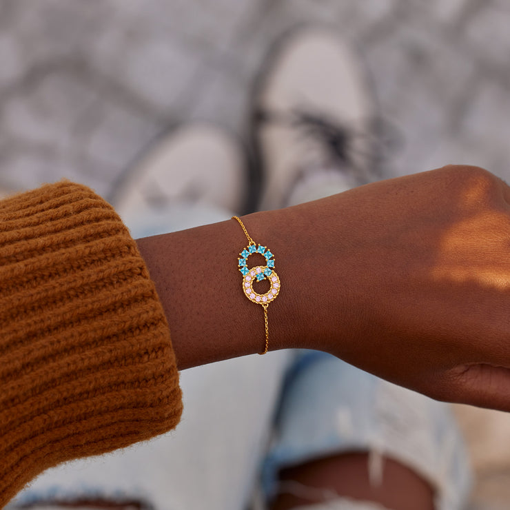 Bond Never Breaks Square Round Linking Circles Bracelet