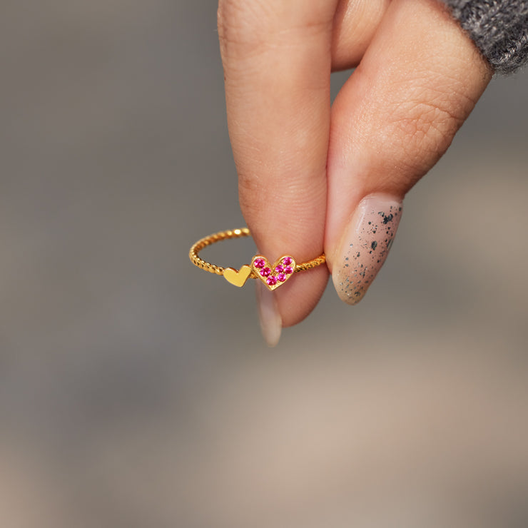 Mother & Daughter Always Together Matching Duo Heart Twisted Ring