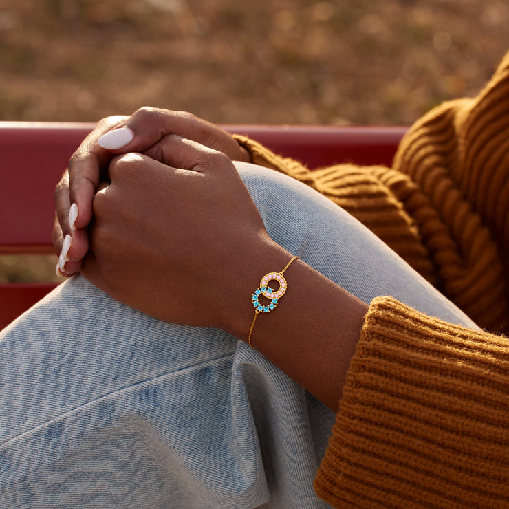Bond Never Breaks Square Round Linking Circles Bracelet