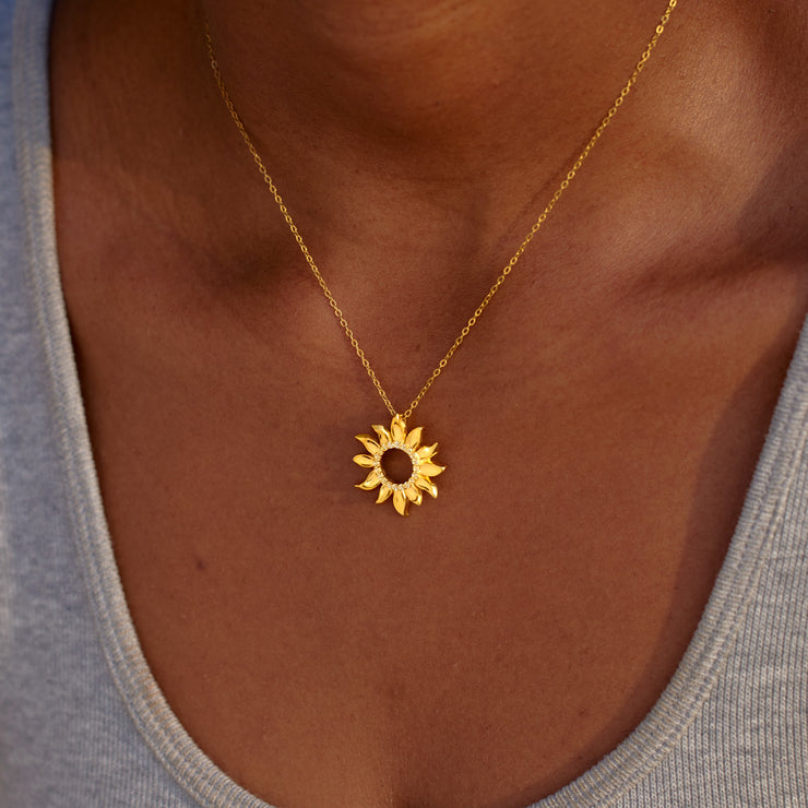 Ray Of Sunshine Hollow Sunflower Necklace