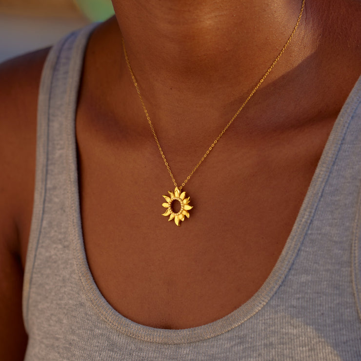 Dear Daughter Hollow Sunflower Necklace