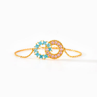 Bond Never Breaks Square Round Linking Circles Bracelet