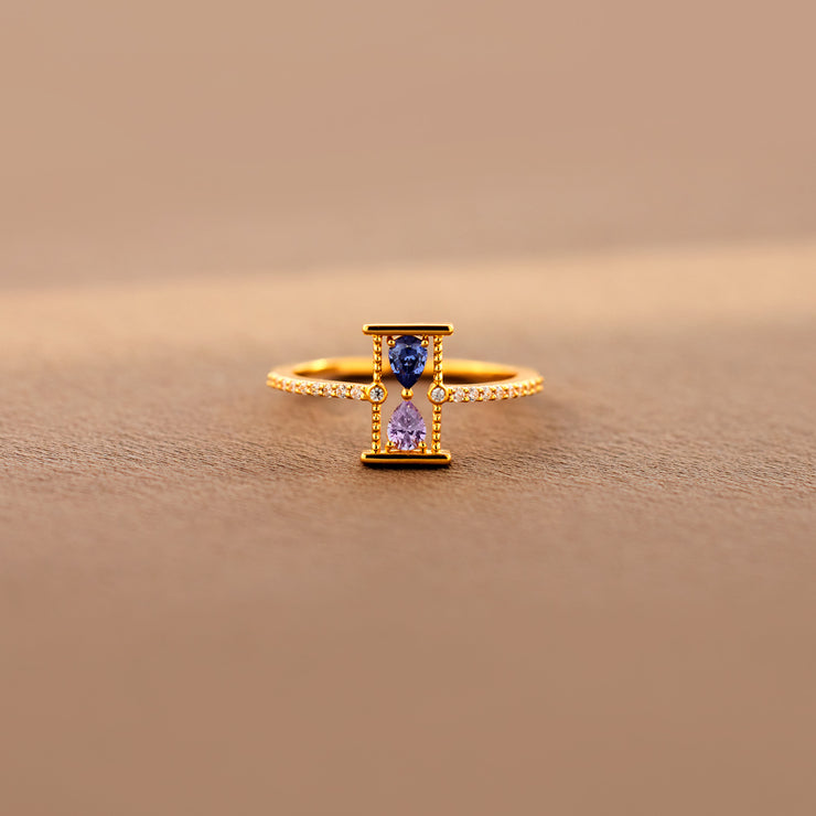 Hourglass Double Birthstone Ring