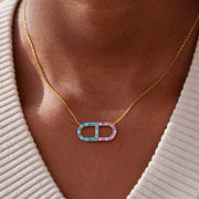 Two Birthstone Chain Link Necklace