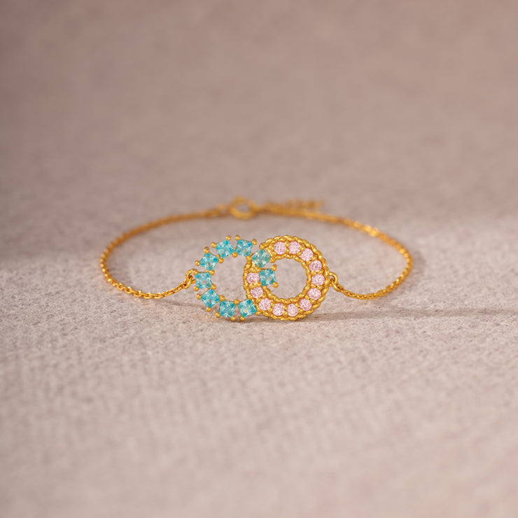Bond Never Breaks Square Round Linking Circles Bracelet