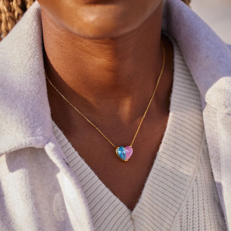 Two Birthstone Heart Necklace