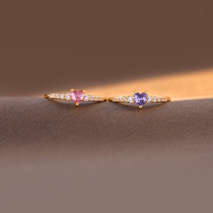 Mother Daughter Matching Heart-Cut Ring