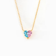 Two Birthstone Heart Necklace