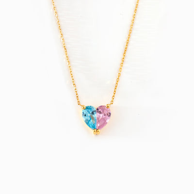 Two Birthstone Heart Necklace