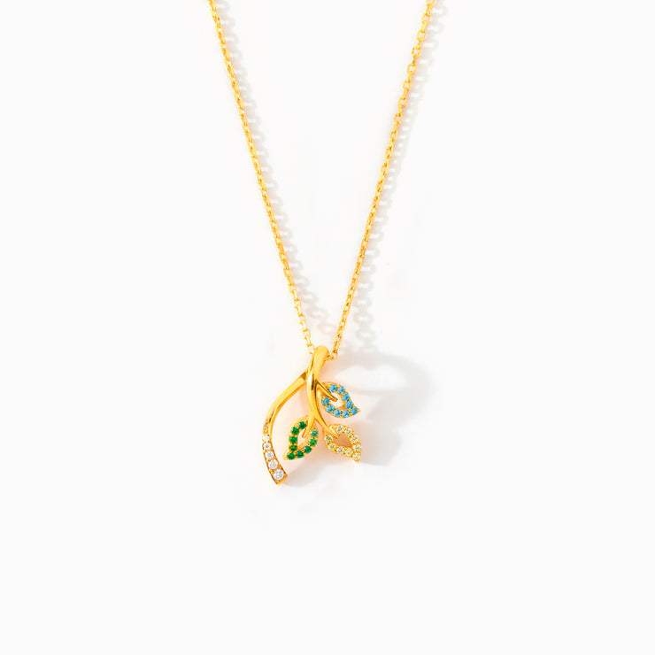 1-5 Birthstones Leaf Branch Necklace