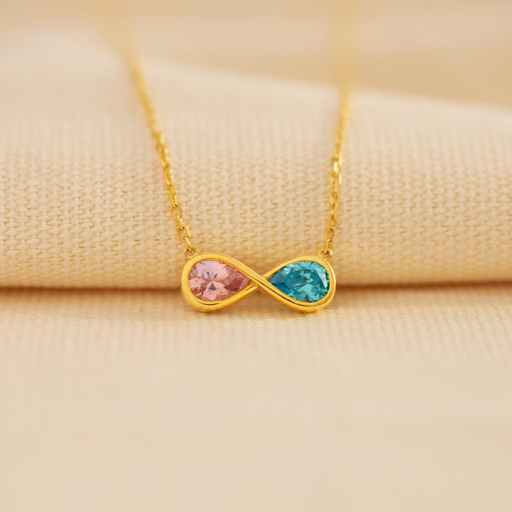 Husband & Wife Infinity Birthstones Necklace