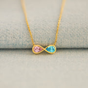 Husband & Wife Infinity Birthstones Necklace