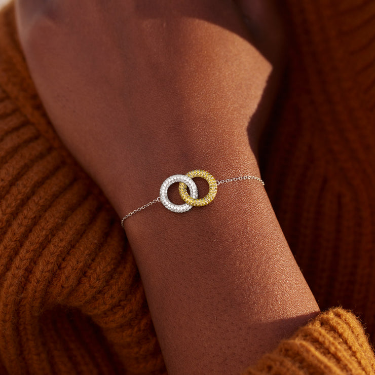 I'd Punch A Bitch For You Gold & Silver Linking Circles Bracelet