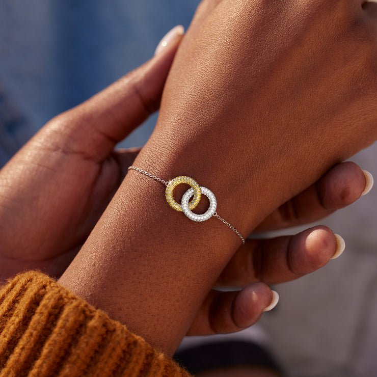 I'd Punch A Bitch For You Gold & Silver Linking Circles Bracelet