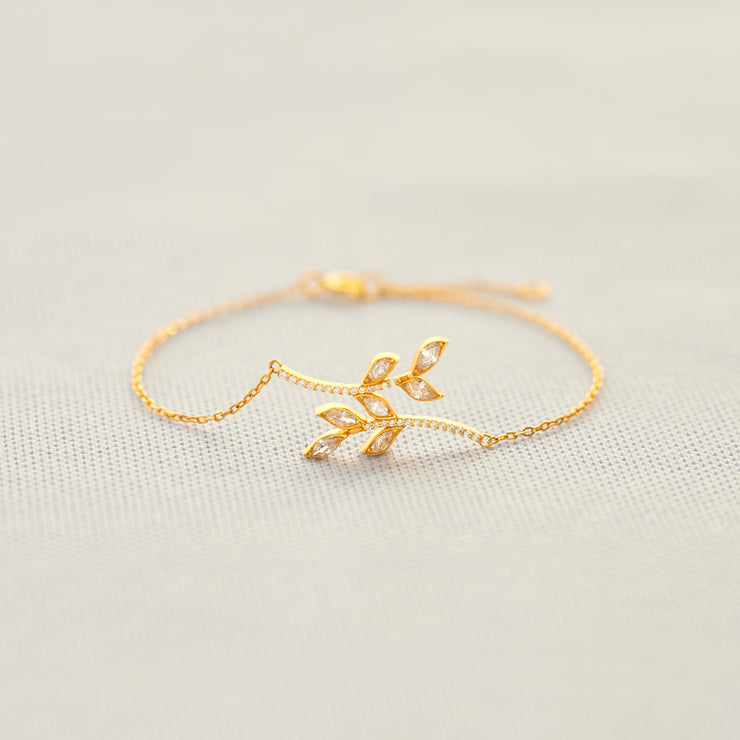 Dainty Parallel Leaves Bracelet